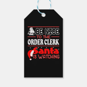 Be Nice To Order Clerk Santa Is Watching Christmas Geschenkanhänger