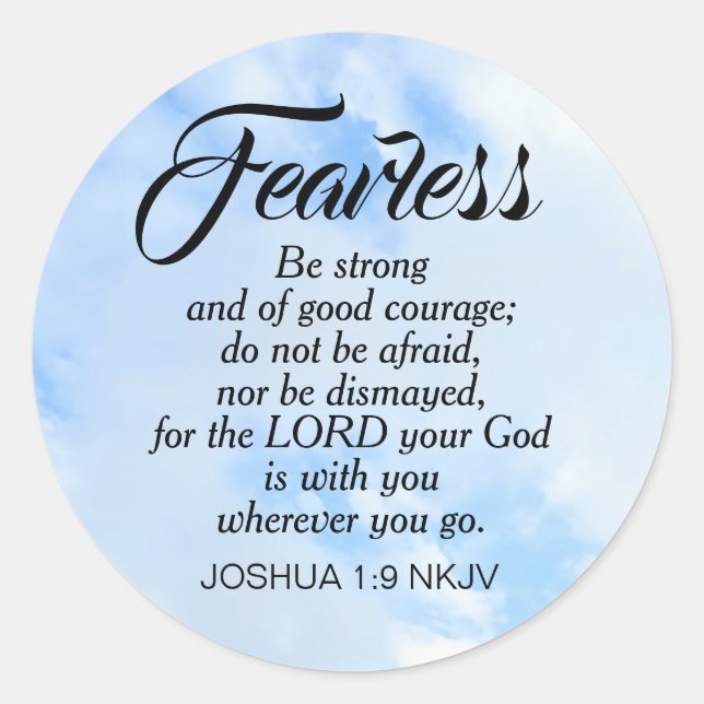 Be Not Afraid Bible Verse Blue Cloudy Sky Courage Runder Aufkleber (Vorderseite)