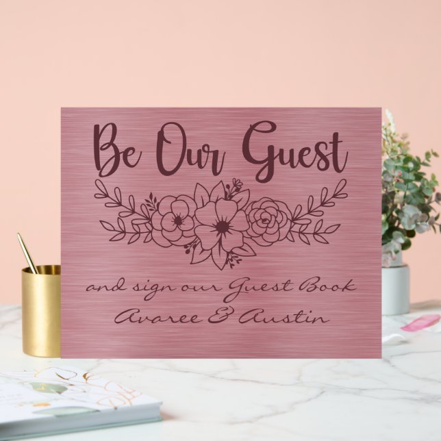 Be Our Guest  Sign Our Guestbook Burgundy Wedding Acrylschild (Hochzeit)