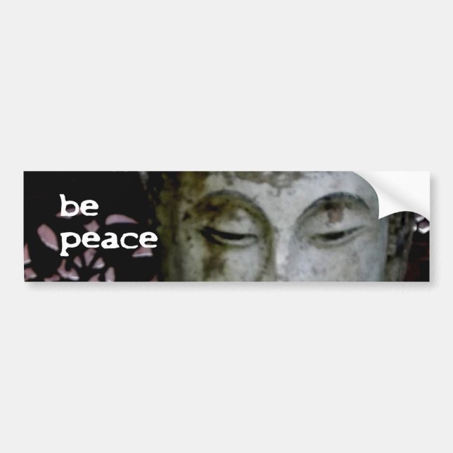 "Be Peace" Serene Buddha (Schwarz/Weiß) Autoaufkleber (Vorne)