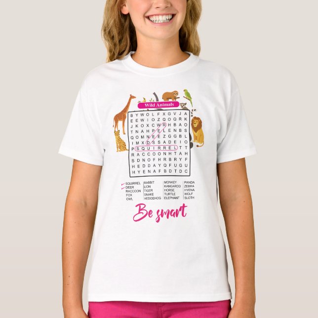 Be Smart for Clever Girls,Educational Word Search  T-Shirt (Vorderseite)