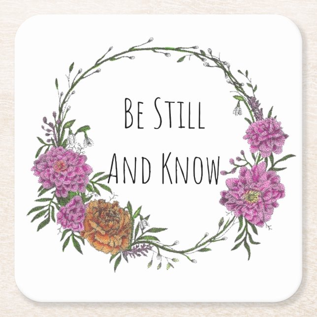 Be Still and Know Plastic Coasters Rechteckiger Pappuntersetzer (Vorderseite)