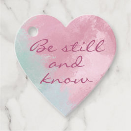 "Be still and Know" Rosa und himmelblauer Marmor Geschenkanhänger