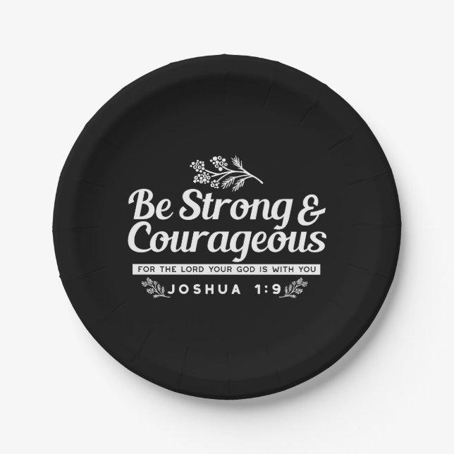 Be Strong and Courageous – Joshua 1:9 Bible Verse  Pappteller (Vorderseite)