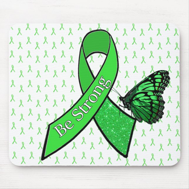 "Be Strong" Butterfly Lyme Awareness Ribbon Mousepad (Vorne)