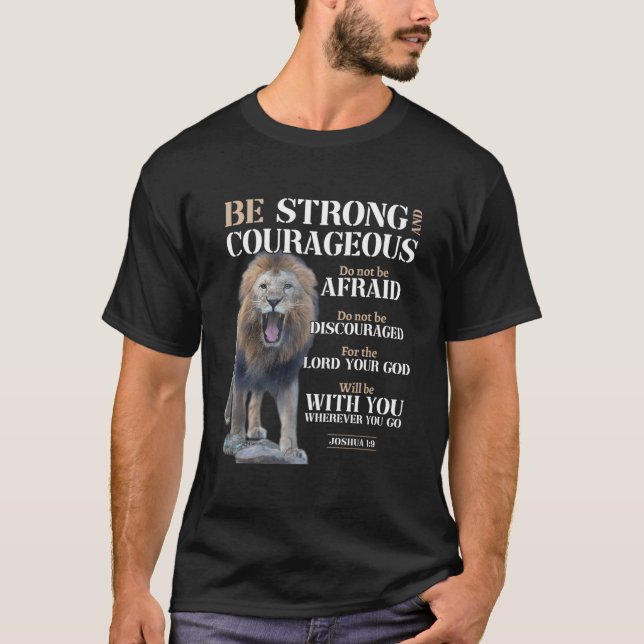 Be Strong Courageous Joshua 19 Deluxe Christian T-Shirt (Vorderseite)
