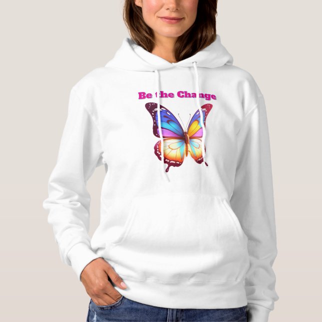 Be the Change - Inspirerende Vlinder Illustratie Hoodie (Vorderseite)