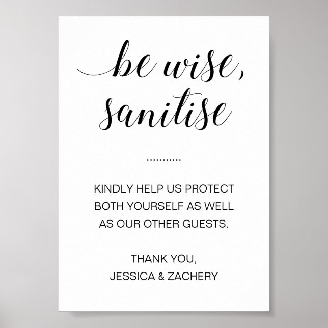 Be Wise Sanitize Hand Sanitiser Wedding Poster (Vorne)