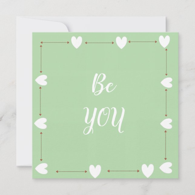Be You Card – Green Self Love Inspirational Card (Vorderseite)