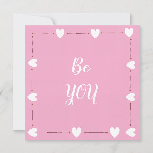 Be You Card – Minimal Pink Inspirational Card (Vorderseite)