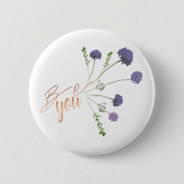 "Be You" Elegantes Lila Wasserfarbenmuster Button