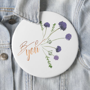 "Be You" Elegantes Lila Wasserfarbenmuster Button