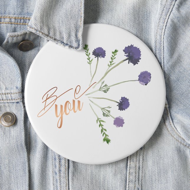 "Be You" Elegantes Lila Wasserfarbenmuster Button (Beispiel)