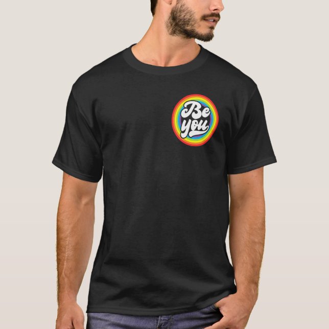 Be You Pocket Rainbow Support Gay Pride Ally LGBTQ T-Shirt (Vorderseite)