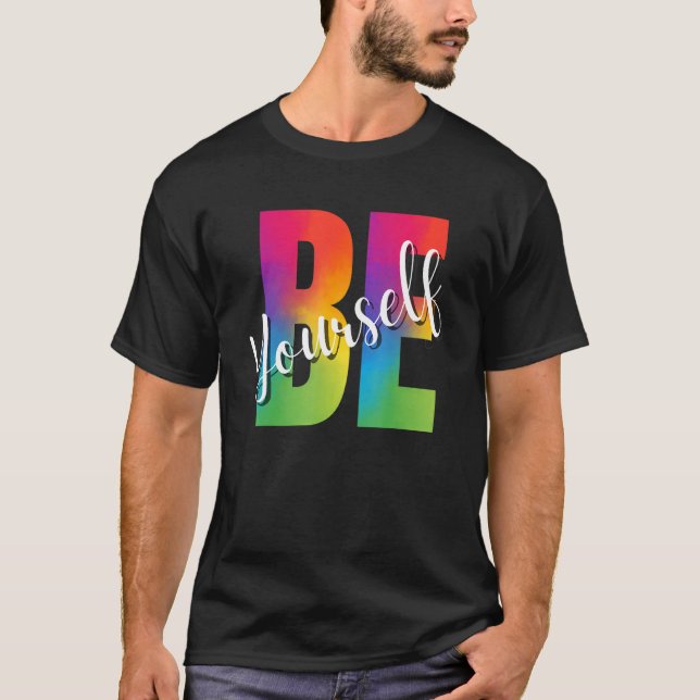 Be Yourself LGBT-Q Gay Lesbian Bi Trans Pride Squa T-Shirt (Vorderseite)