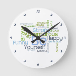BE Yourself Motivational Word Cloud Runde Wanduhr