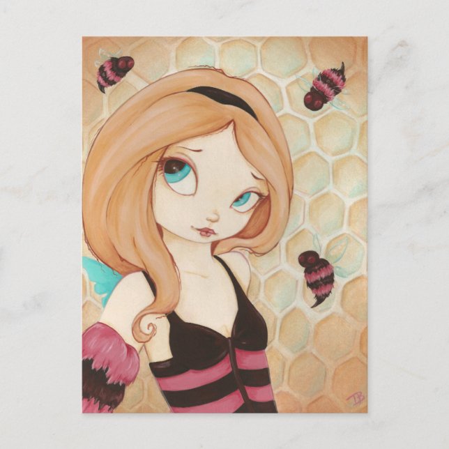 Bea - Fantasy Fee mit Bienen Postkarte (Vorderseite)