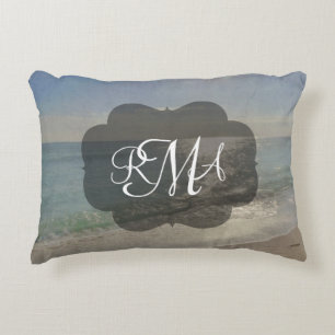 Beach-3-Letter-Monogramm-Initialen Ozean Zierkissen