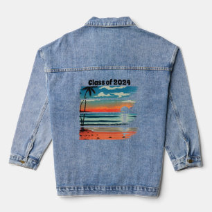 Beach Abstrakt Art Abschluss Denim Jacket Jeansjacke