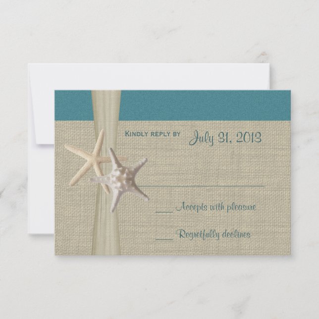 Beach Amore Aquamarin Response Card RSVP Karte (Vorderseite)