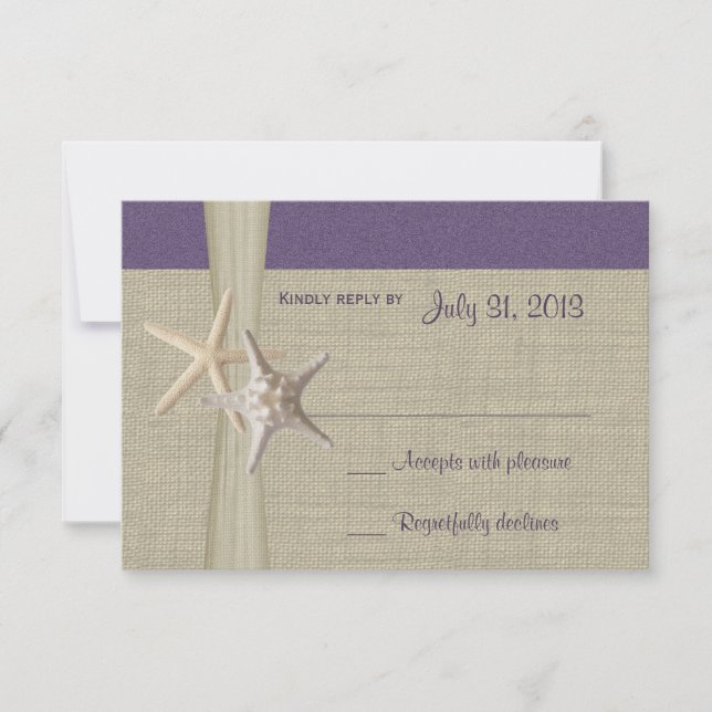 Beach Amore Lila Response Card RSVP Karte (Vorderseite)