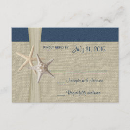 Beach Amore Navy Blue Response Card RSVP Karte