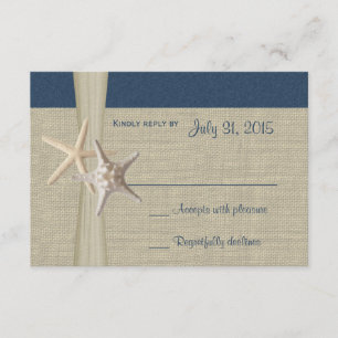 Beach Amore Navy Blue Response Card RSVP Karte