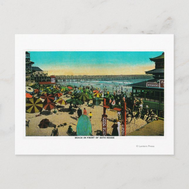 Beach and Bath House, Long Beach Long Beach, CA Postkarte (Vorderseite)