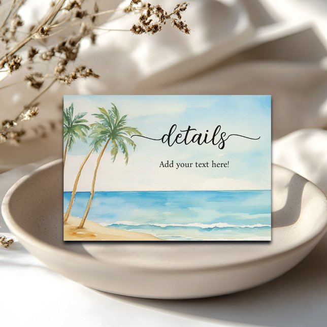 Beach and Palm Trees Wedding Details Begleitkarte (Von Creator hochgeladen)