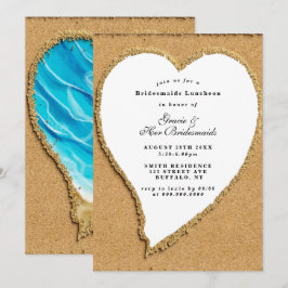 Beach and Sand Heart Bridesmaids Luncheon Invites