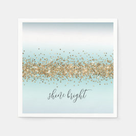 Beach Aqua Blue Ombre Gold Glitzy Sparkle Serviette