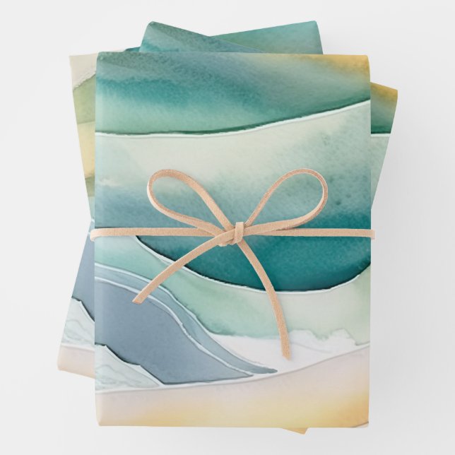 Beach Aqua Green Ocean Cream Sand Wedding Geschenkpapier Set (Beispiel)