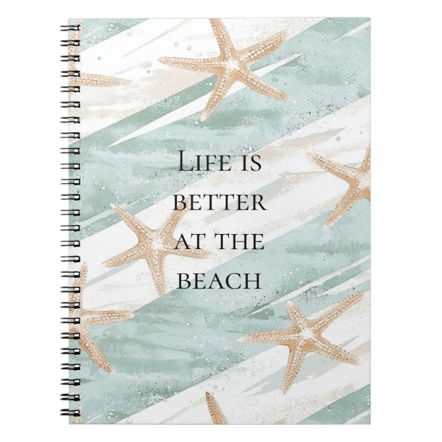 Beach Aqua Mint Starfish Streifen Notizblock (Vorderseite)
