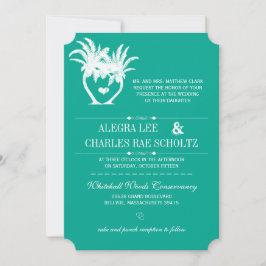 Beach Aquamarin Palm Tree Zielort Chalkboard Einladung