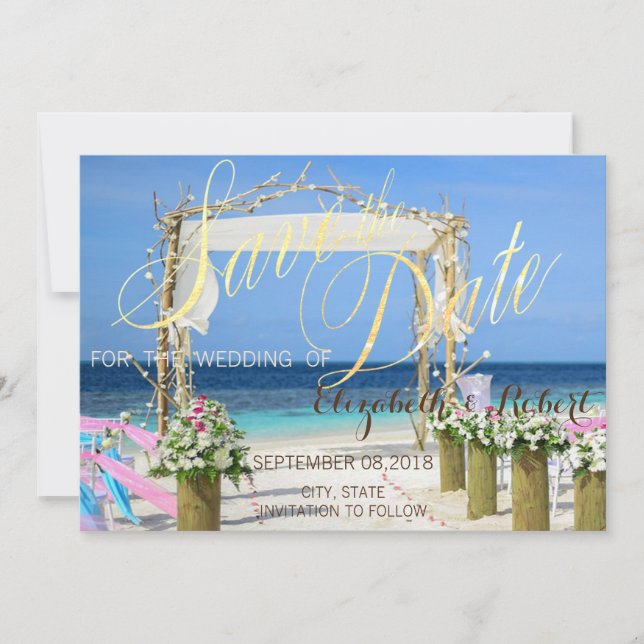 Beach Arbor Bloral Wedding retten das Datum Save The Date (Vorderseite)