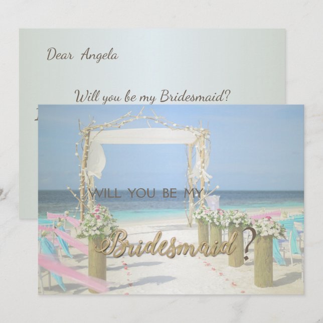 Beach Arbor Floral Wedding Bridesmaid Card Einladung (Vorne/Hinten)