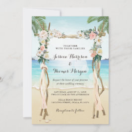 Beach Arbor Holz Arch Tropische Hochzeit Einladung