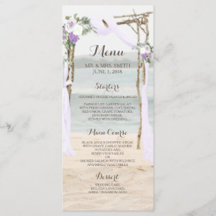 Beach Arbor Lavender Wedding Menu Card Menükarte