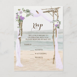 Beach Arbor Lavender Wedding RSVP Postcard Einladungspostkarte