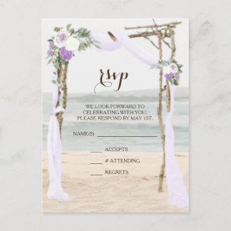 Beach Arbor Lavender Wedding RSVP Postcard Einladungspostkarte