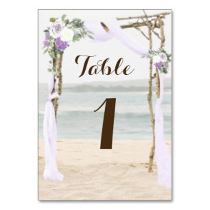 Beach Arbor Lavender Wedding Tischnummer Cards