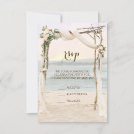 Beach Arbor Sunset Wedding RSVP Card
