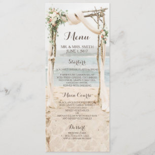 Beach Arbor Wedding Menu Card Menükarte