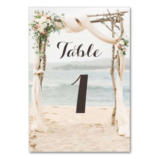 Beach Arbor Wedding Tischnummer Card (Vorderseite)