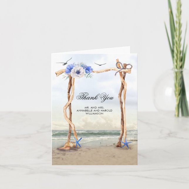 Beach Arbor Wedding Vielen Dank Dankeskarte (Vorderseite)