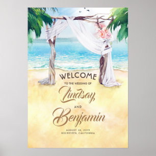 Beach Arbor Wedding Welcome Sign Poster