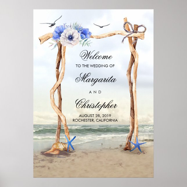 Beach Arbor Wedding Welcome Sign Poster (Vorne)