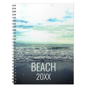 Beach Artistic Typografie Ocean Sea Waves 2021 Notizblock