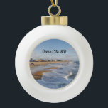Beach at Ocean City, Maryland Keramik Kugel-Ornament<br><div class="desc">Tide rolling onto the beach at Ocean City,  Maryland in autumn</div>