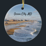 Beach at Ocean City, Maryland Keramik Ornament<br><div class="desc">Tide rolling onto the beach at Ocean City,  Maryland in autumn</div>